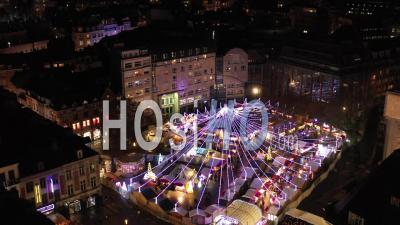 Marché De Noël De Lille, Vidéo Drone De Nuit