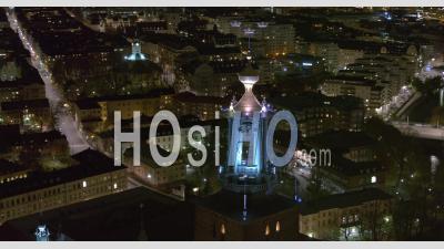 Stockholm City Hall Winter Night, Sweden - Video Drone Footage
