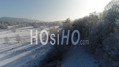 Snowy Landscape, Aubure, France – Video Drone Footage