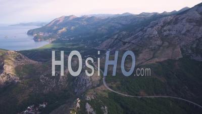 Montenegro Coastline Road Pano Video Drone Footage