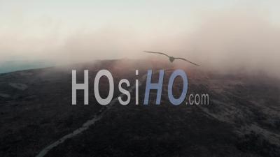 Moorland Plafonné Dans Un Brouillard Givré - Vidéo Aérienne Par Drone
