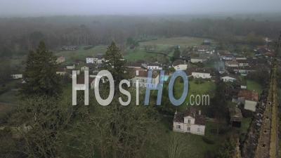 Aerial View Collegiale Uzeste, Pope Clement V, Gironde, Aquitaine - Aerial Video By Drone 