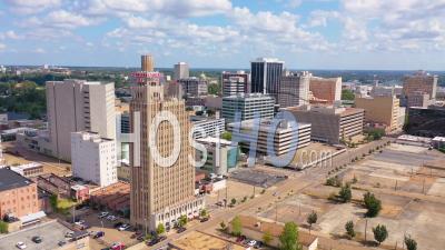 Standard Life And Buildings In The Downtown Business District Of Jackson, Mississippi - Aerial Video By Drone
