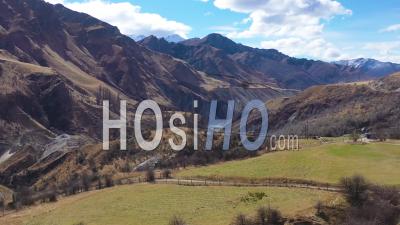 2019- Aerial Video Over The Shotover River Valley Near Queenstown, New Zealand - Video Drone Footage