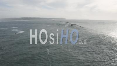 Surfer Towing In A Big Nazare Wave - Video Drone Footage