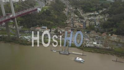 The River Shuttle Between Lormont And Bordeaux - Video Drone Footage