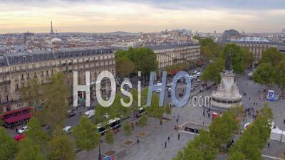Place De La Republique In Paris - Roofs Of Paris - Video Drone Footage