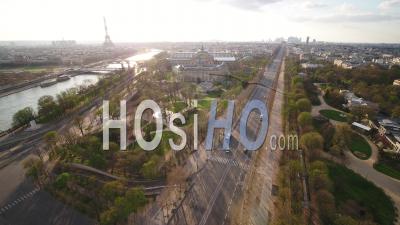 Paris Empty City, Place De La Concorde, During Covid-19 Global Lockdown, France - Video Drone Footage