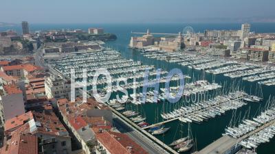 Cours Estienne D'orves And Vieux-Port In Marseille City At Day 12, France - Video Drone Footage