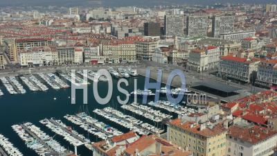 Cours Estienne D'orves And Vieux-Port In Marseille City At Day 12, France - Video Drone Footage