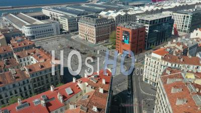 Place De La Joliette In Marseille City At Day 12, France - Video Drone Footage