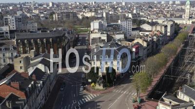 Cours Jourdan, Generale De Gaule Avenue, Train Station, During Covid-19 Confinement - Video Drone Footage