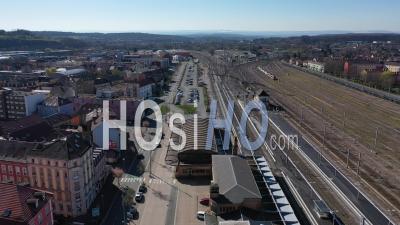 Train Station, Belfort, France, During Covid-19 Pandemic - Video Drone Footage