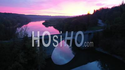Lever Du Soleil Sur Le Rhône Vue Par Drone