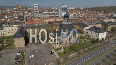 Empty City Of Metz During Lockdown Due To Covid-19 - Grand Seminaire De Metz - Video Drone Footage