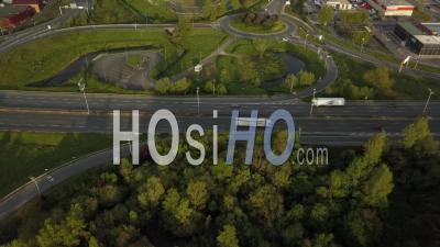 Highway, Bordeaux Ring Road, Transport, Begles City During Covid-19, France - Video Drone Footage
