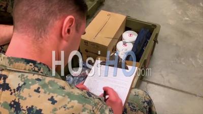 2020 - Medical Kits Prepped To Fight Covid-19 Coronavirus Epidemic Outbreak Emergency By National Guard Troops At Camp Lejeune, Nc.
