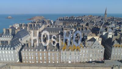 The Intra Muros Saint-Malo City At Day16 Of Covid-19 Outbreak, France - Video Drone Footage