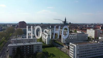 Buildings In Strasbourg, Alsace, France - Video Drone Footage