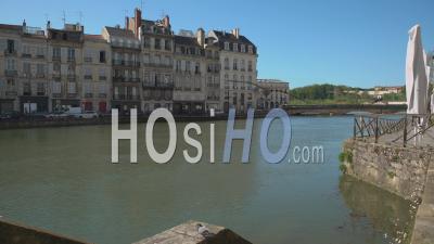 View On Riverside In The Center Of Bayonne And His Mairie During Covid-19 Lockdown, France