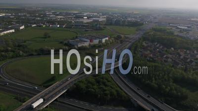 Aerial View Of The Ring Road Of Caen During Lockdown Due To Covid-19 - Video Drone Footage