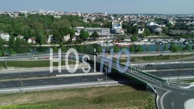 Highway During Lockdown, East Of Paris, France - Video Drone Footage