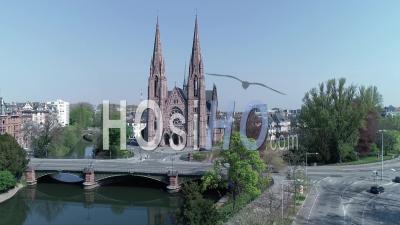 Strasbourg Under Containtment Due To Covid-19,  St Paul - Video Drone Footage