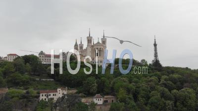 Fourviere Church In Lyon - Video Drone Footage