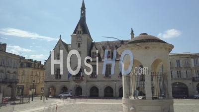 Libourne City, Town Hall Square - Video Drone Footage
