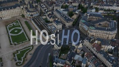 Caen, In Front Of The Town Hall, And Desert Street During Lockdown Due To Covid-19 - Video Drone Footage
