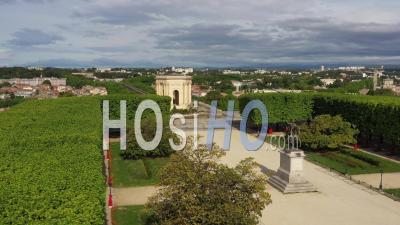 Montpellier And Its Main Esplanade During The Covid-19 Epidemic, France - Video Drone Footage