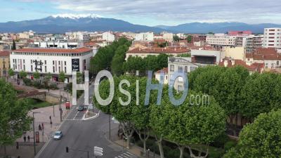 Boulevard Clemenceau In Perpignan During Covid-19 - Video Drone Footage