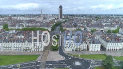 Empty Place Alexis Ricordeau In Nantes, On Labour Day During Covid-19 Lockdown - Video Drone Footage