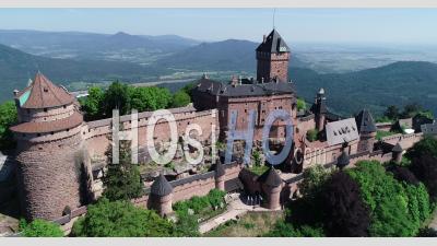 Haut-Koenigsbourg Castle Fly By Drone View