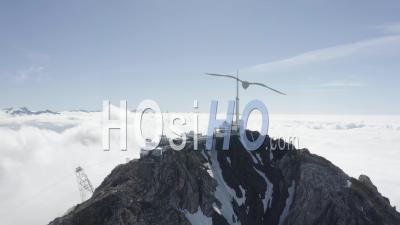 General Shot Of Pic Du Midi With Cloud Sea Viewed By Drone