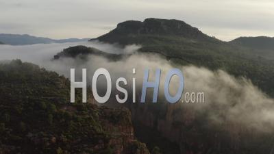 Gorges Du Blavet Esterel Var Cote D'azur South Of France Sunrise Forest Cliffs Rocks Fog - Video Drone Footage