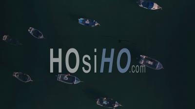 Fishing Boats At Fort Grey, Guernsey, Channel Islands, Uk. Aerial Drone View