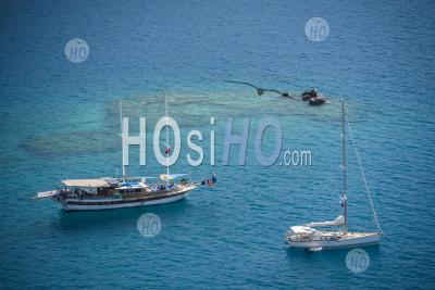 Gulet Sailing Boat In Kekova Bay, Antalya Province, Lycia, Anatolia, Mediterranean Sea, Turkey, Eastern Europe