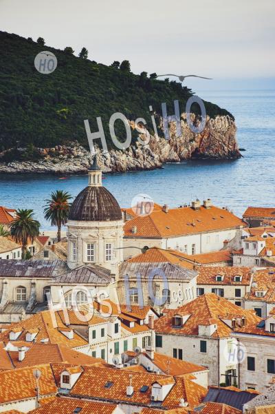 La Cathédrale De Dubrovnik Et L'île De Lokrum, La Vieille Ville De Dubrovnik, Dalmatie, Croatie