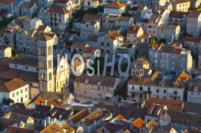 Elevated View Of St Stephens Cathedral In Hvar Town On Hvar Island, Croatia