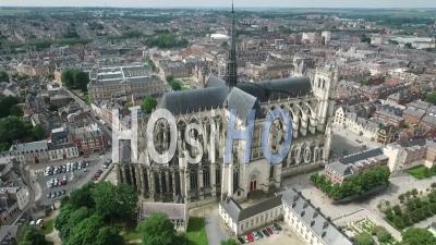 The Amiens Cathedral In France - Video Drone Footage