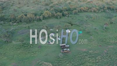 Luxury Safari Holiday Bush Camping In Laikipia, Kenya, Africa. Aerial Drone View