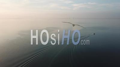 Un Bateau Se Déplace à Proximité De Jelutong Avec Le Pont De Penang - Séquence Vidéo Drone