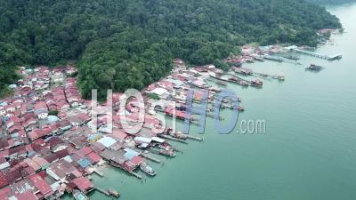 Aerial View Pulau Pangkor Fishing Village, Perak - Video Drone Footage