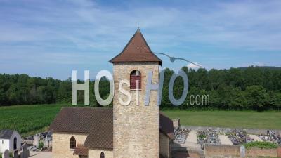 Saint-Romain Church, France, Drone Point Of View