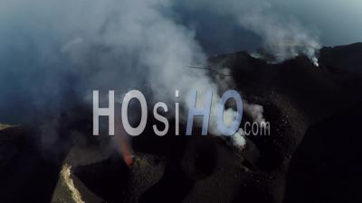 Explosions Filmed By Drone On Stromboli Volcano, Aeolian Islands, Italia
