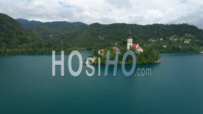 Lake Bled And Parish Church Of St. Martin - Video Drone Footage