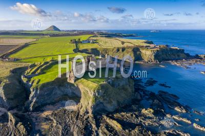Aerial View Of Tantallon Castle In East Lothian, Scotland, Uk - Aerial Photography