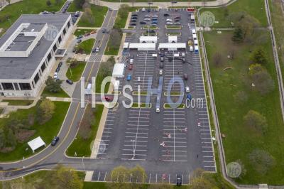 Drive-Through Covid-19 Testing - Aerial Photography