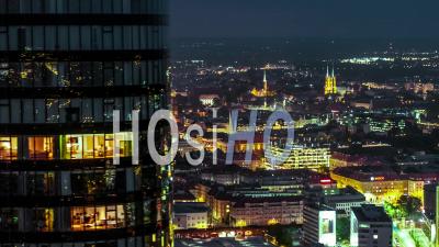 Sky Tower, Old Town, Stare Miasto, Ostrow Tumski, Wroclaw By Night - Video Drone Footage